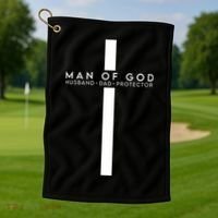 Man Of God Husband Dad Protector Golf Towel thumb 1