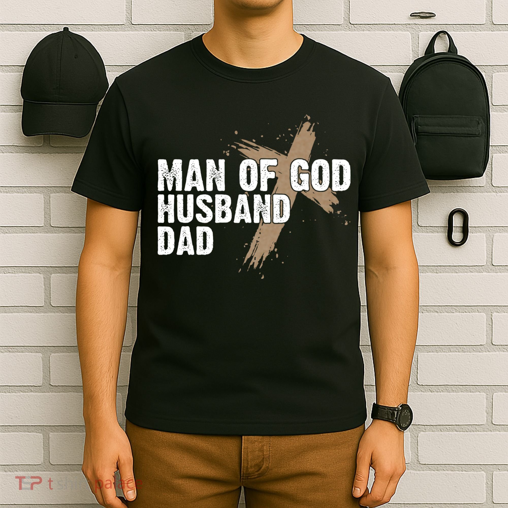 Man Of God Husband Dad Religious Cross FatherS Day Faith T-Shirt