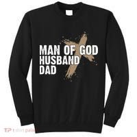 Man Of God Husband Dad Religious Cross FatherS Day Faith Tall Sweatshirt thumb 0