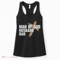 Man Of God Husband Dad Religious Cross FatherS Day Faith Women's Tank Top thumb 0