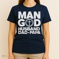 Man Of God Husband Dad Papa Grandpa Dad Father's Day T-Shirt thumb 4