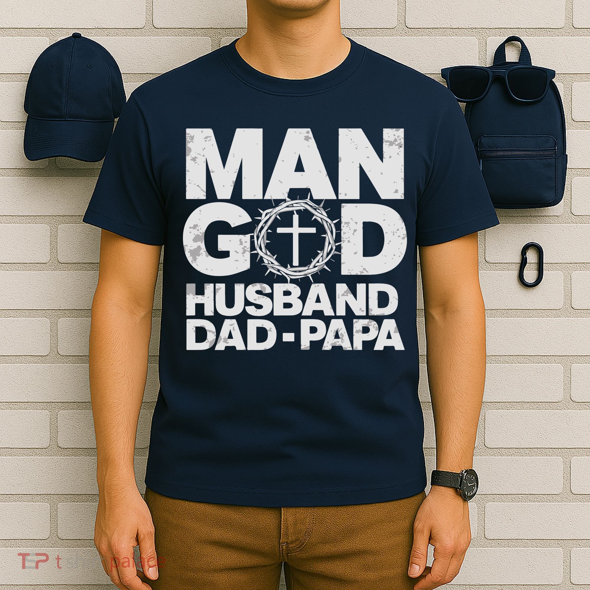 Man Of God Husband Dad Papa Grandpa Dad Father's Day T-Shirt