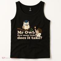 Mr Owl How Many Licks Does It Take Funny Tank Top thumb 2