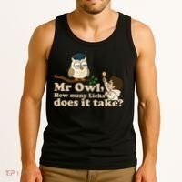 Mr Owl How Many Licks Does It Take Funny Tank Top thumb 3
