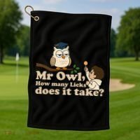 Mr Owl How Many Licks Does It Take Funny Golf Towel thumb 1