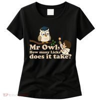 Mr Owl How Many Licks Does It Take Funny Women's T-Shirt thumb 0