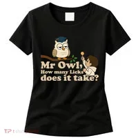 Mr Owl How Many Licks Does It Take Funny Women's T-Shirt thumb 0
