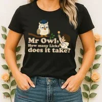 Mr Owl How Many Licks Does It Take Funny Women's T-Shirt thumb 2