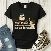 Mr Owl How Many Licks Does It Take Funny Women's T-Shirt thumb 3