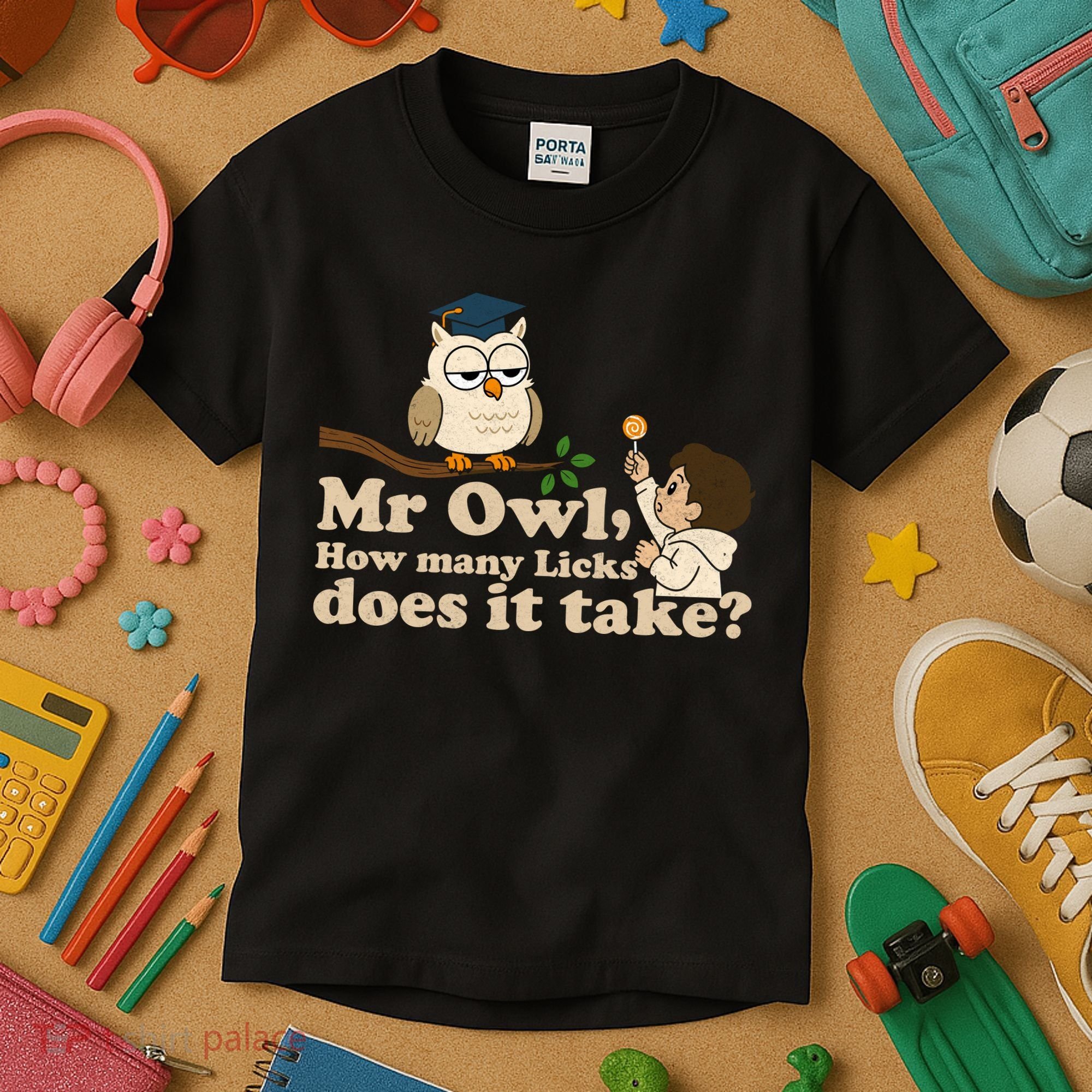 Mr Owl How Many Licks Does It Take Funny Kids T-Shirt