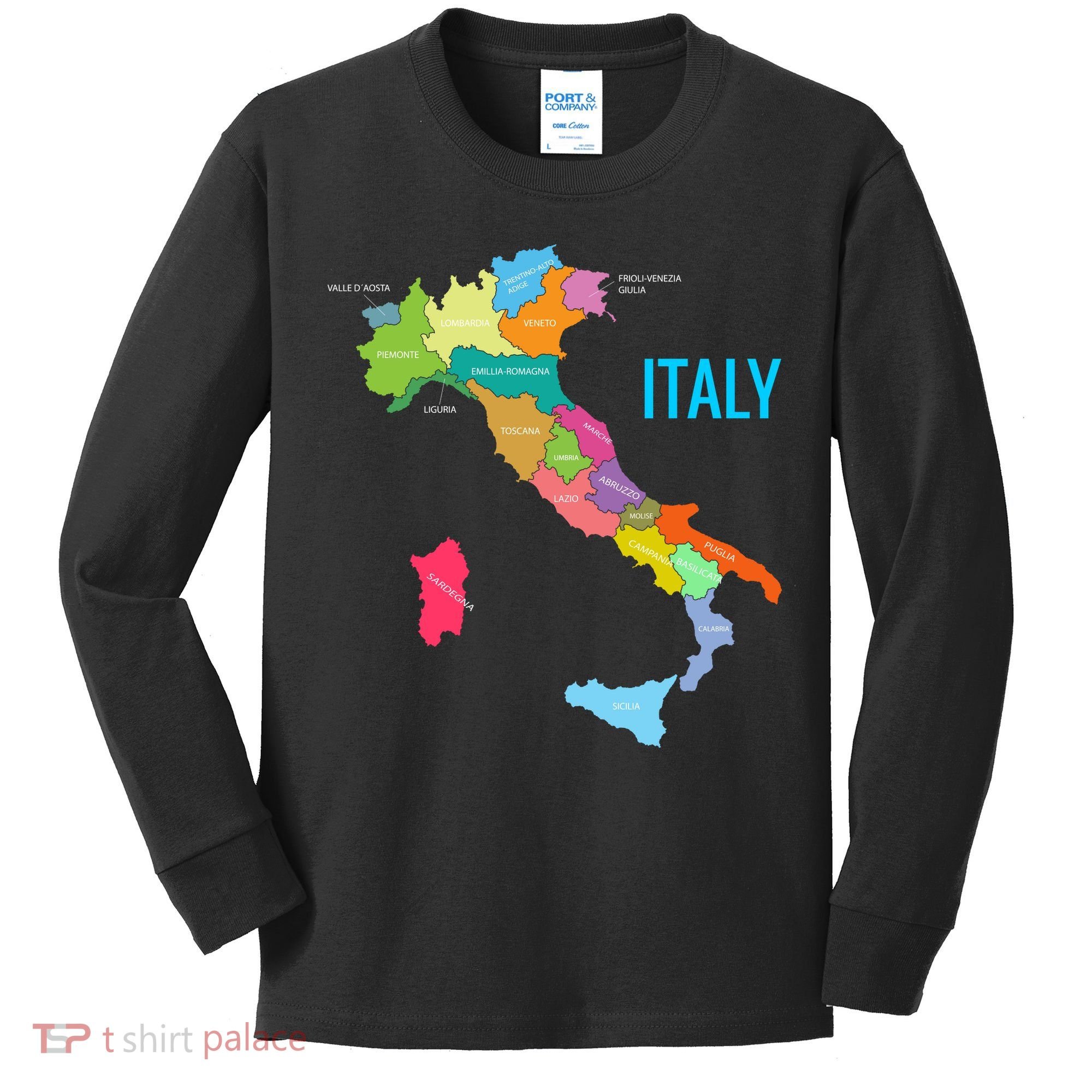 Map Of Italy Kids Long Sleeve Shirt