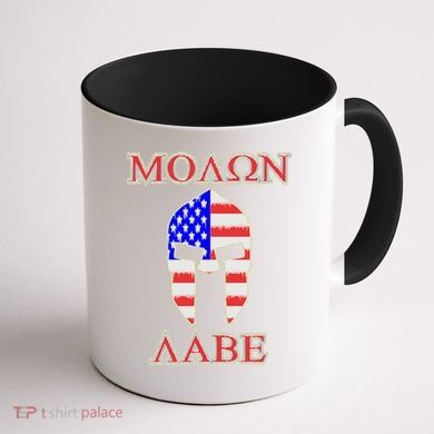 Molon Labe American Flag Spartan Helmet Greek Come and Take Coffee Mug back