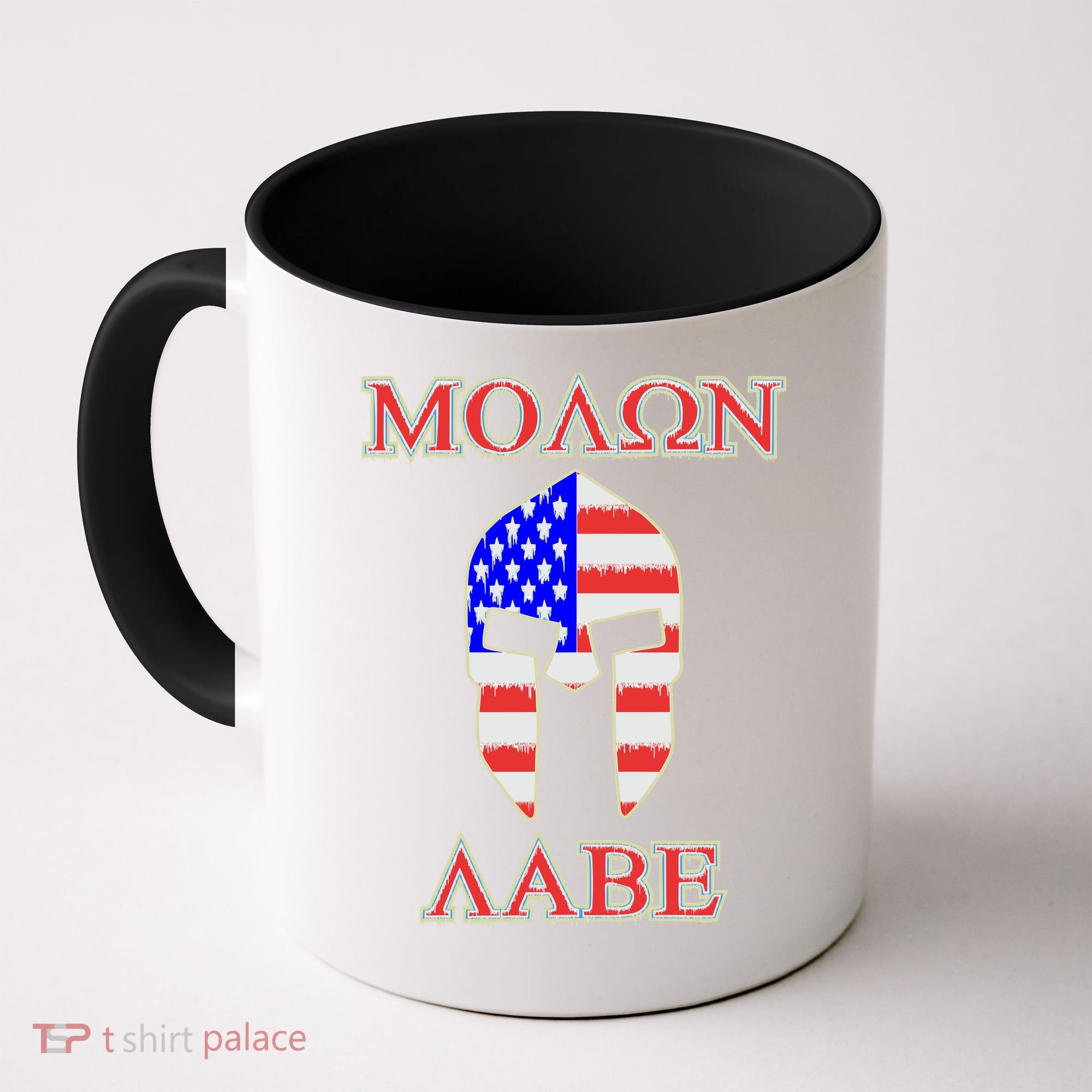 Molon Labe American Flag Spartan Helmet Greek Come and Take Coffee Mug