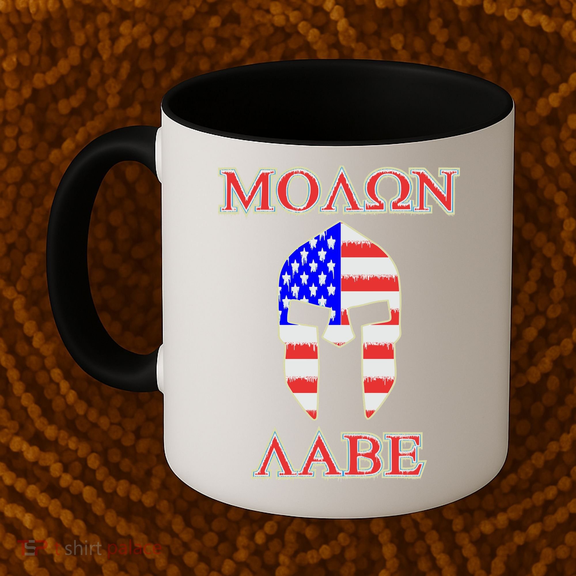 Molon Labe American Flag Spartan Helmet Greek Come and Take Coffee Mug