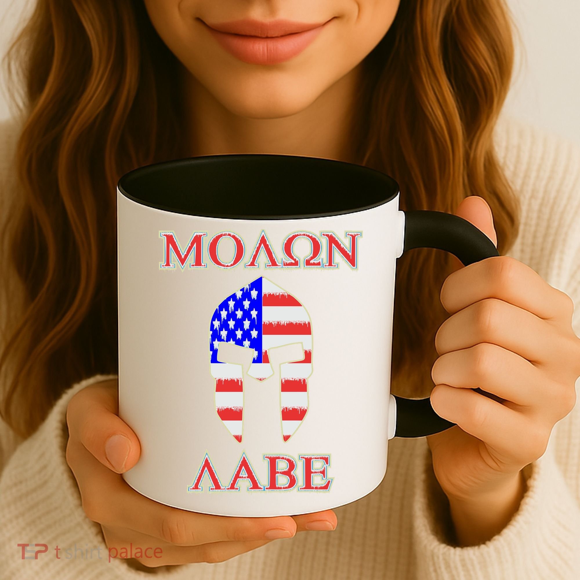 Molon Labe American Flag Spartan Helmet Greek Come and Take Coffee Mug
