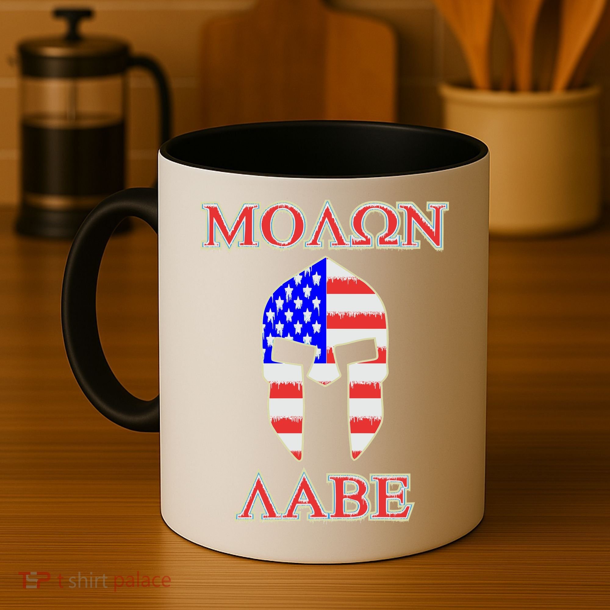 Molon Labe American Flag Spartan Helmet Greek Come and Take Coffee Mug
