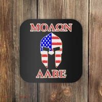 Molon Labe American Flag Spartan Helmet Greek Come and Take Coaster thumb 0