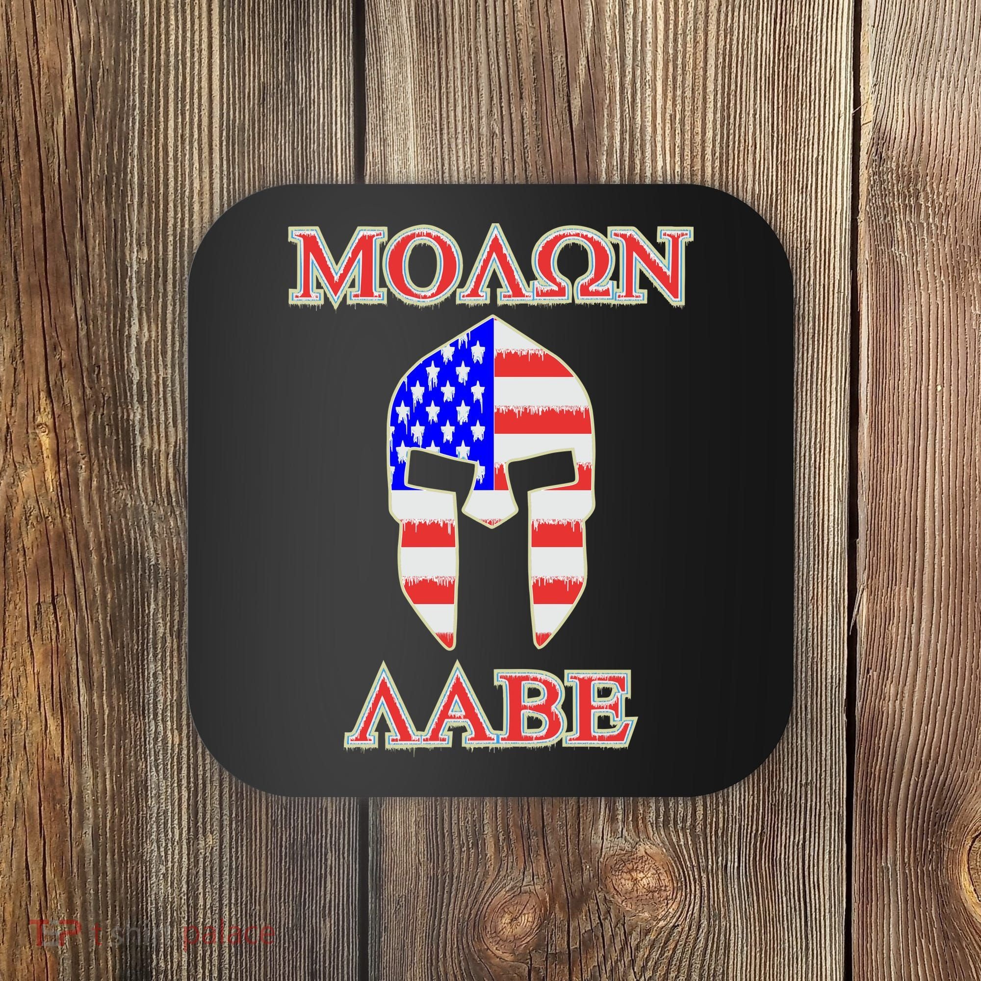 Molon Labe American Flag Spartan Helmet Greek Come and Take Coaster