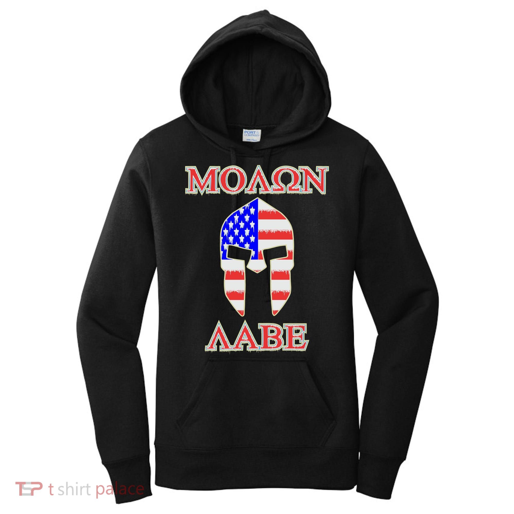 Molon Labe American Flag Spartan Helmet Greek Come and Take Women's Hoodie