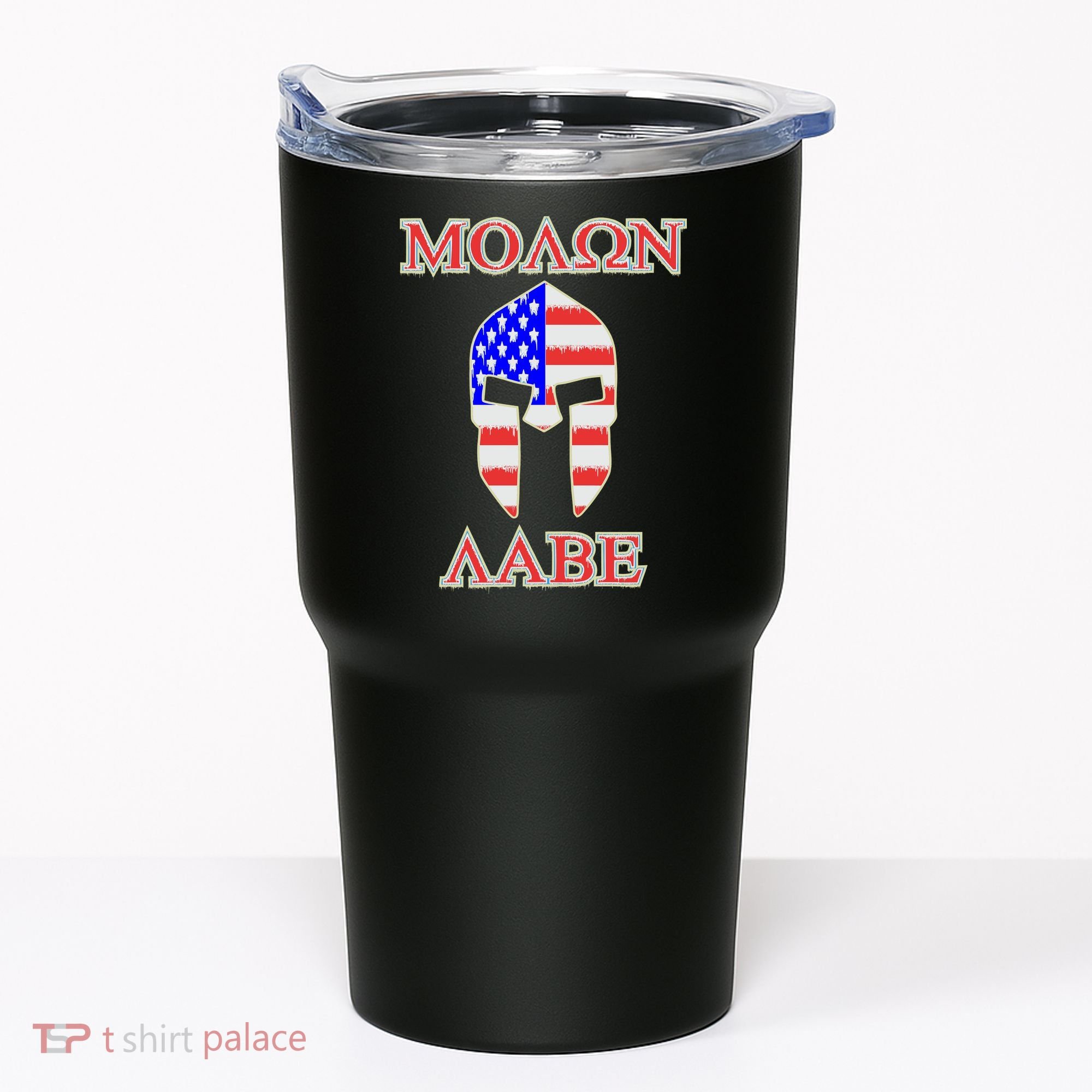 Molon Labe American Flag Spartan Helmet Greek Come and Take Tumbler
