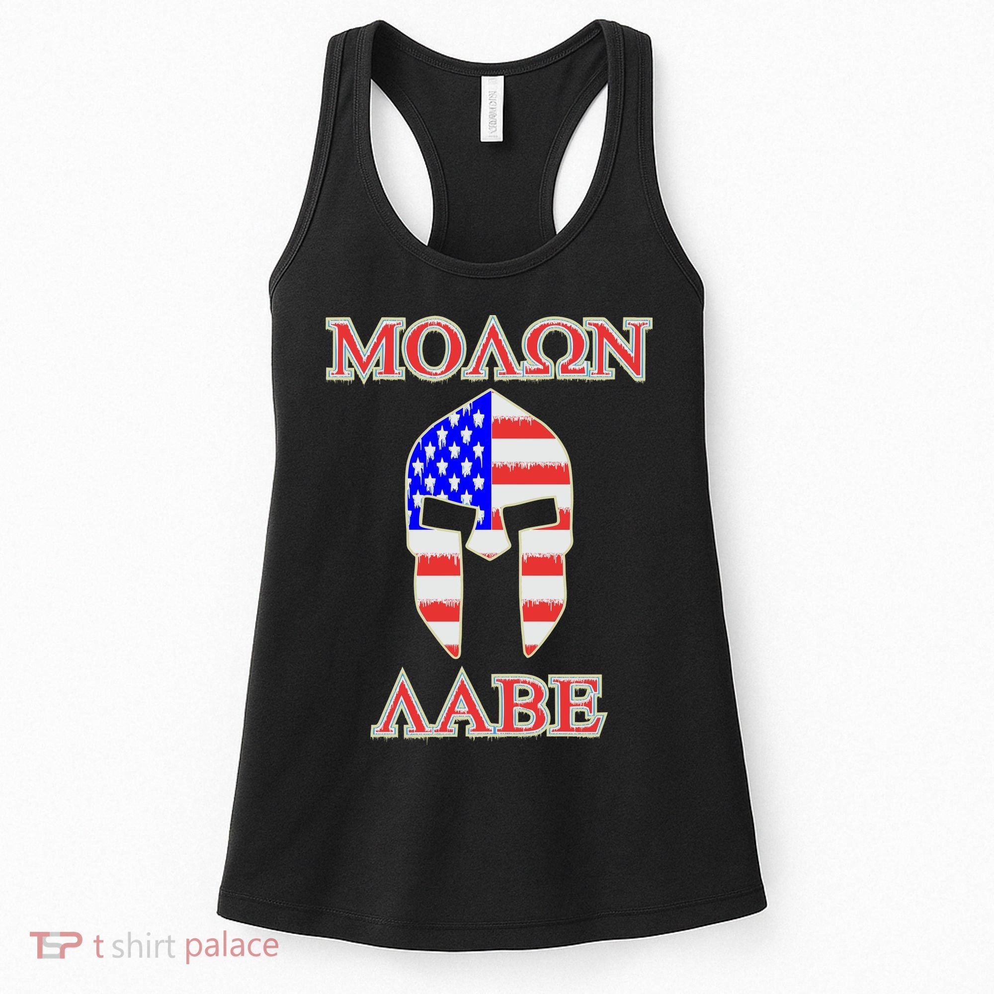 Molon Labe American Flag Spartan Helmet Greek Come and Take Women's Tank Top