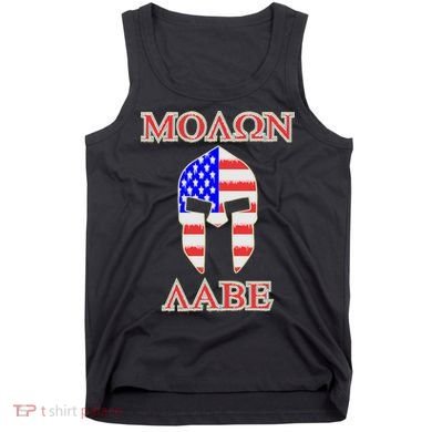 Molon Labe American Flag Spartan Helmet Greek Come and Take Tank Top