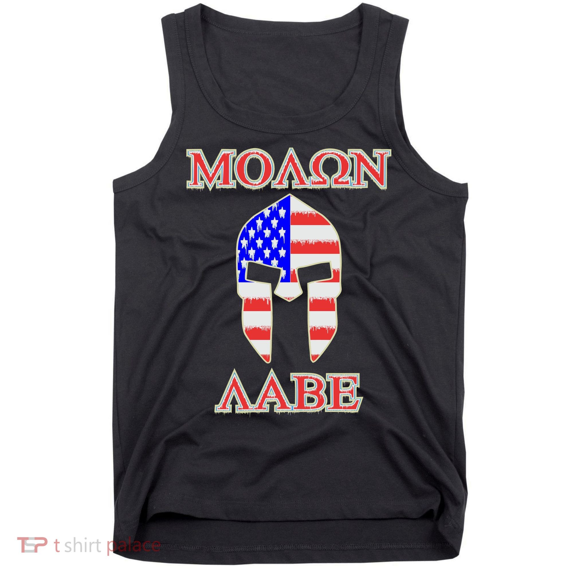 Molon Labe American Flag Spartan Helmet Greek Come and Take Tank Top