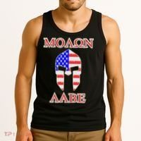 Molon Labe American Flag Spartan Helmet Greek Come and Take Tank Top thumb 3