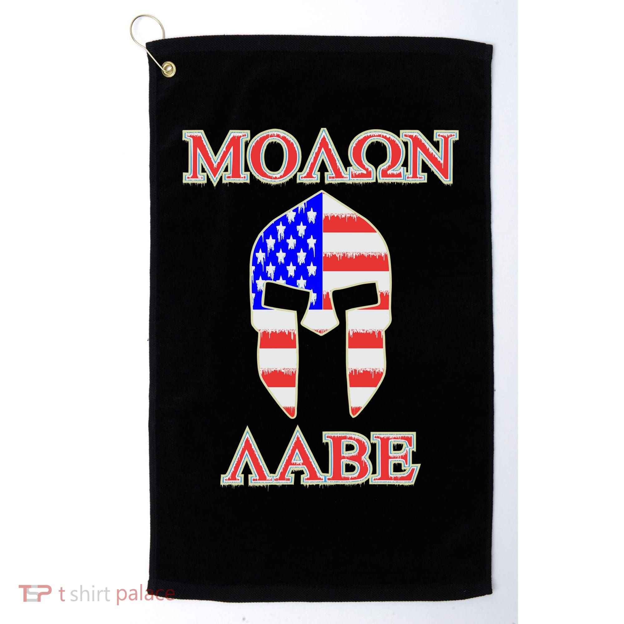 Molon Labe American Flag Spartan Helmet Greek Come and Take Golf Towel