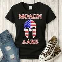 Molon Labe American Flag Spartan Helmet Greek Come and Take Women's T-Shirt thumb 3