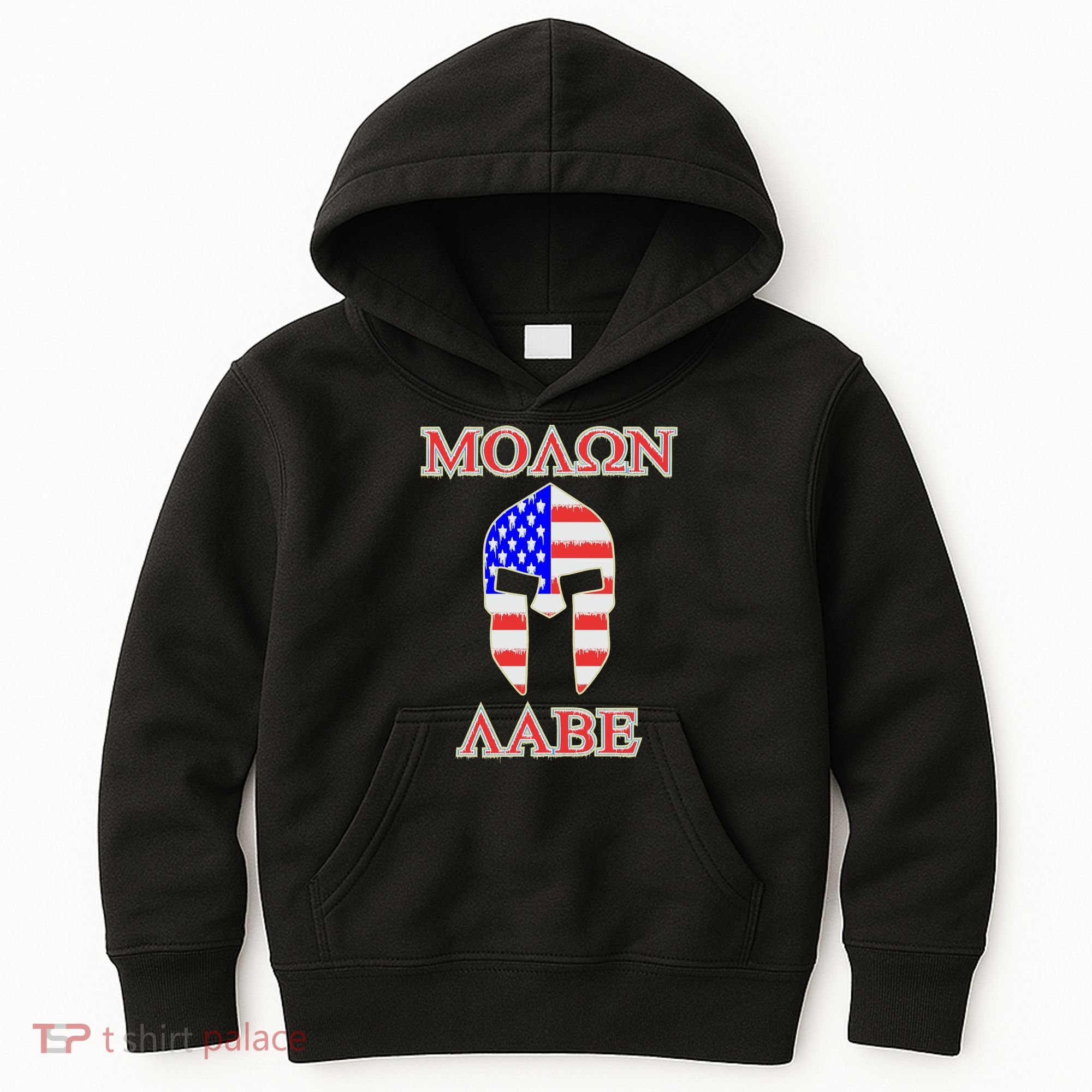 Molon Labe American Flag Spartan Helmet Greek Come and Take Kids Hoodie