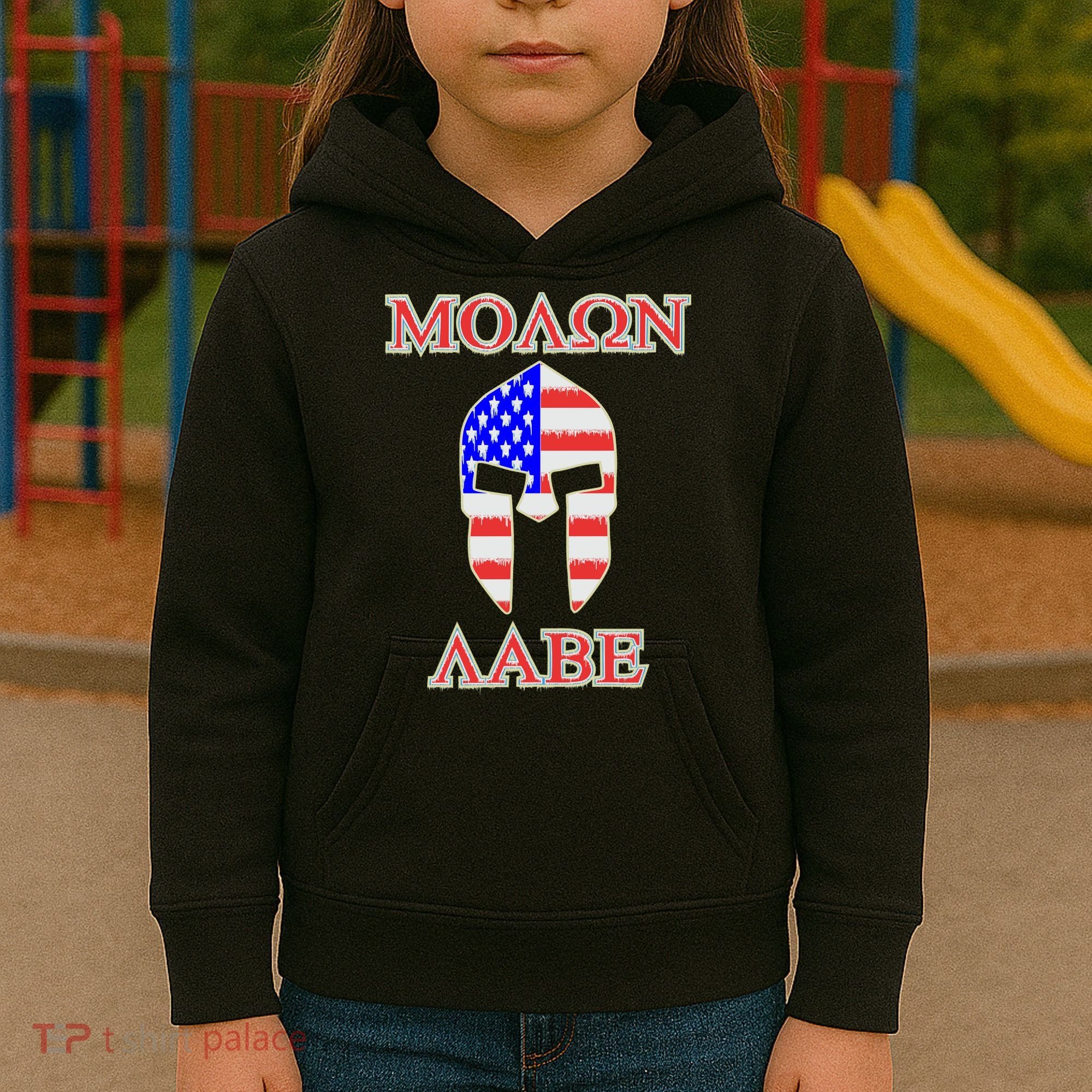 Molon Labe American Flag Spartan Helmet Greek Come and Take Kids Hoodie