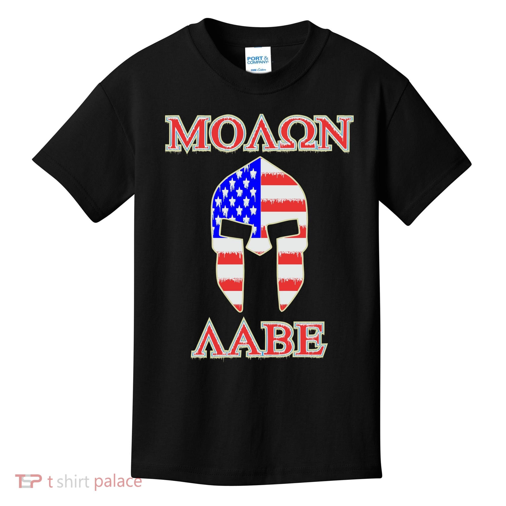 Molon Labe American Flag Spartan Helmet Greek Come and Take Kids T-Shirt
