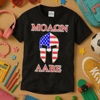 Molon Labe American Flag Spartan Helmet Greek Come and Take Kids T-Shirt thumb 3