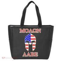 Molon Labe American Flag Spartan Helmet Greek Come and Take Tote Bag thumb 0