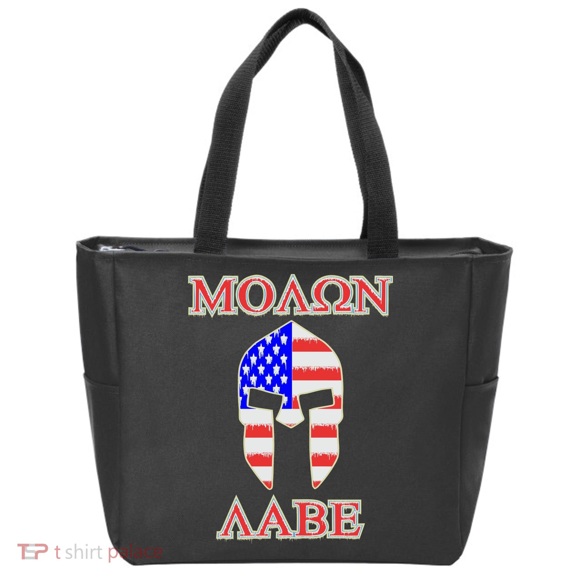 Molon Labe American Flag Spartan Helmet Greek Come and Take Tote Bag