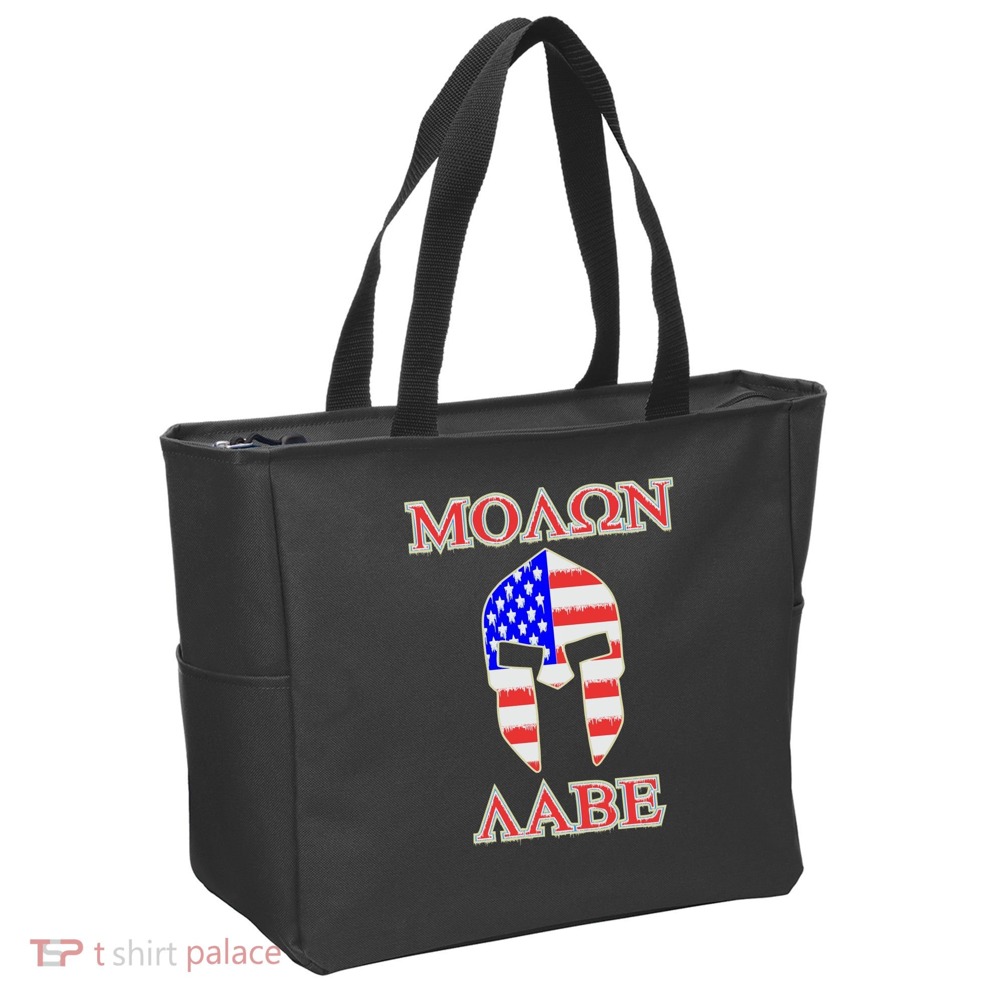 Molon Labe American Flag Spartan Helmet Greek Come and Take Tote Bag