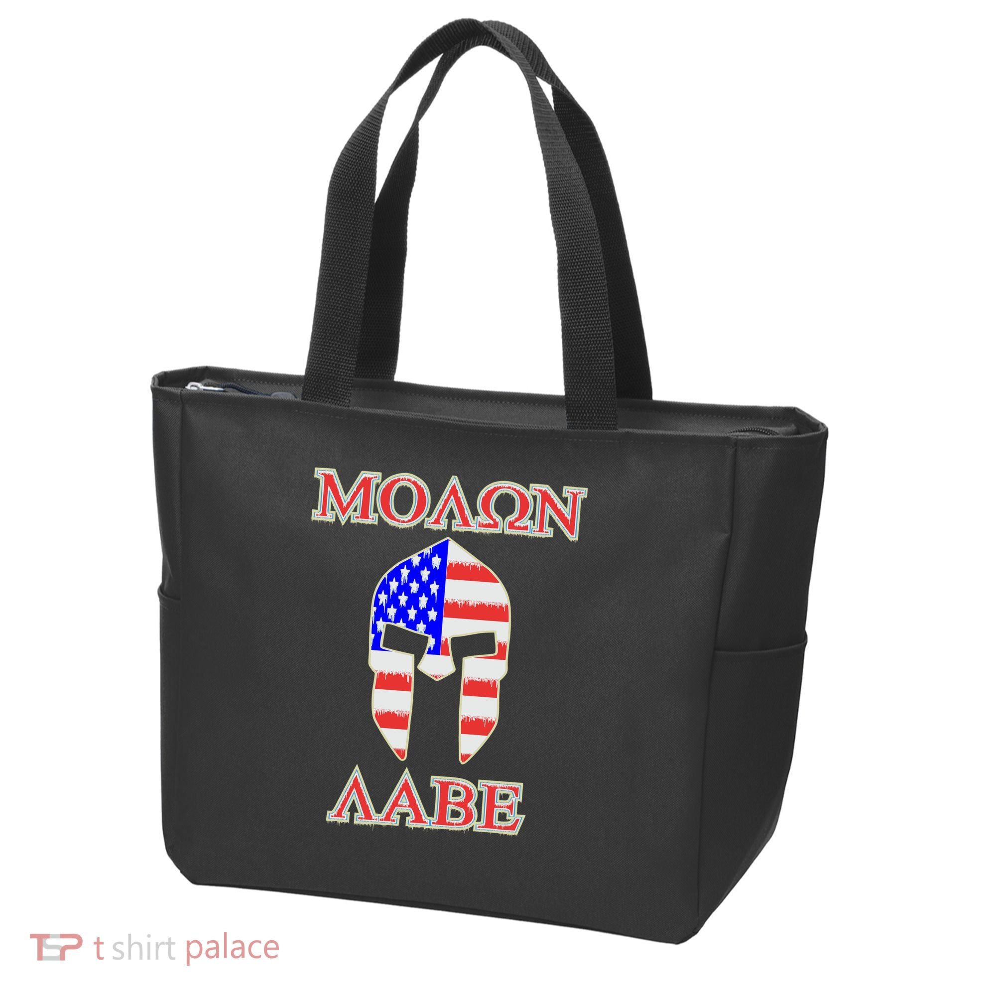 Molon Labe American Flag Spartan Helmet Greek Come and Take Tote Bag