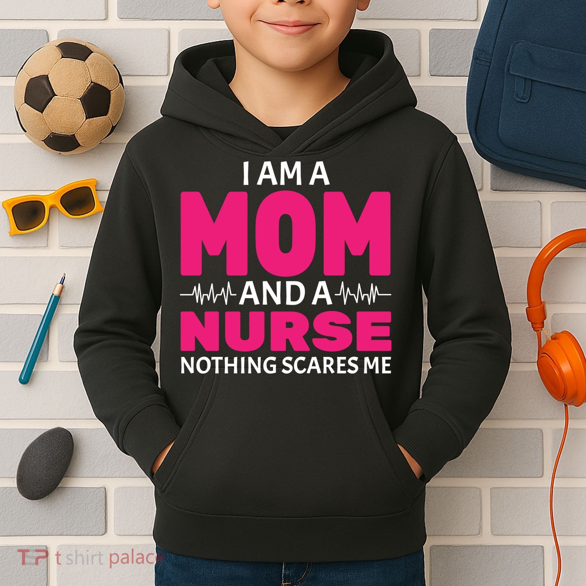 Mom and Nurse Nothing Scares Me Kids Hoodie