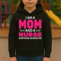 Mom and Nurse Nothing Scares Me Kids Hoodie thumb 3
