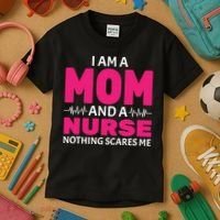 Mom and Nurse Nothing Scares Me Kids T-Shirt thumb 3