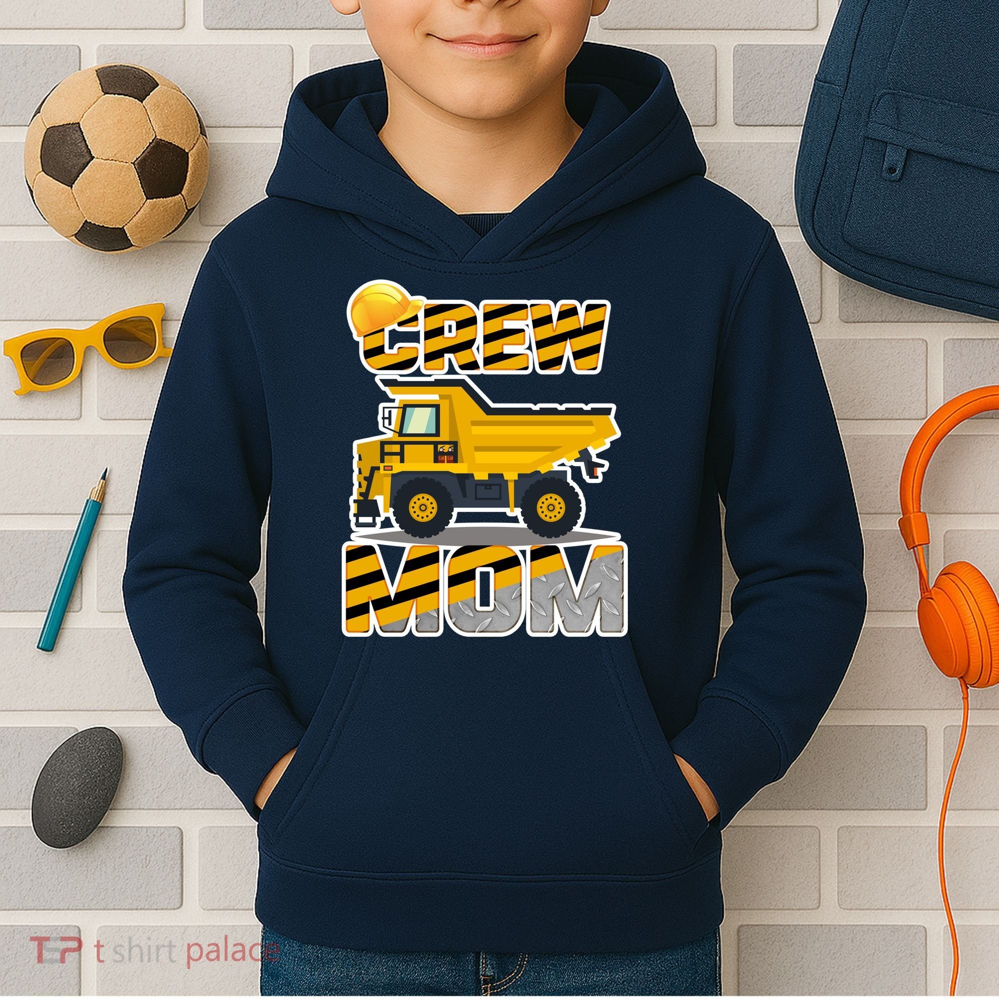 Mom Birthday Crew Construction Party Kids Hoodie