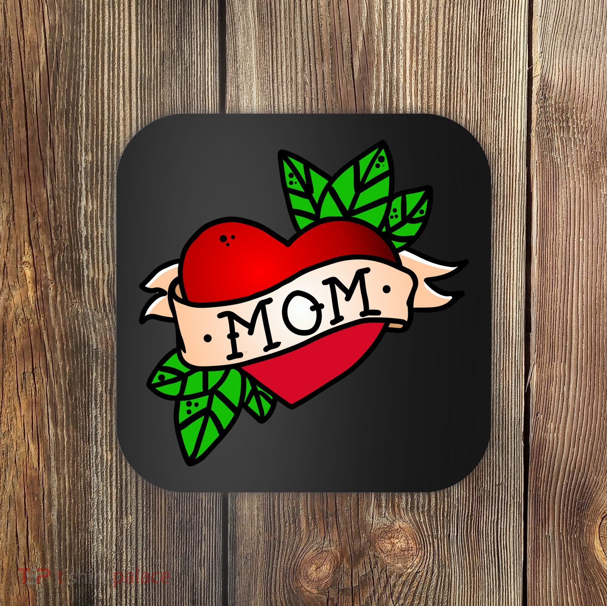 Mom Heart Tattoo Love Coaster