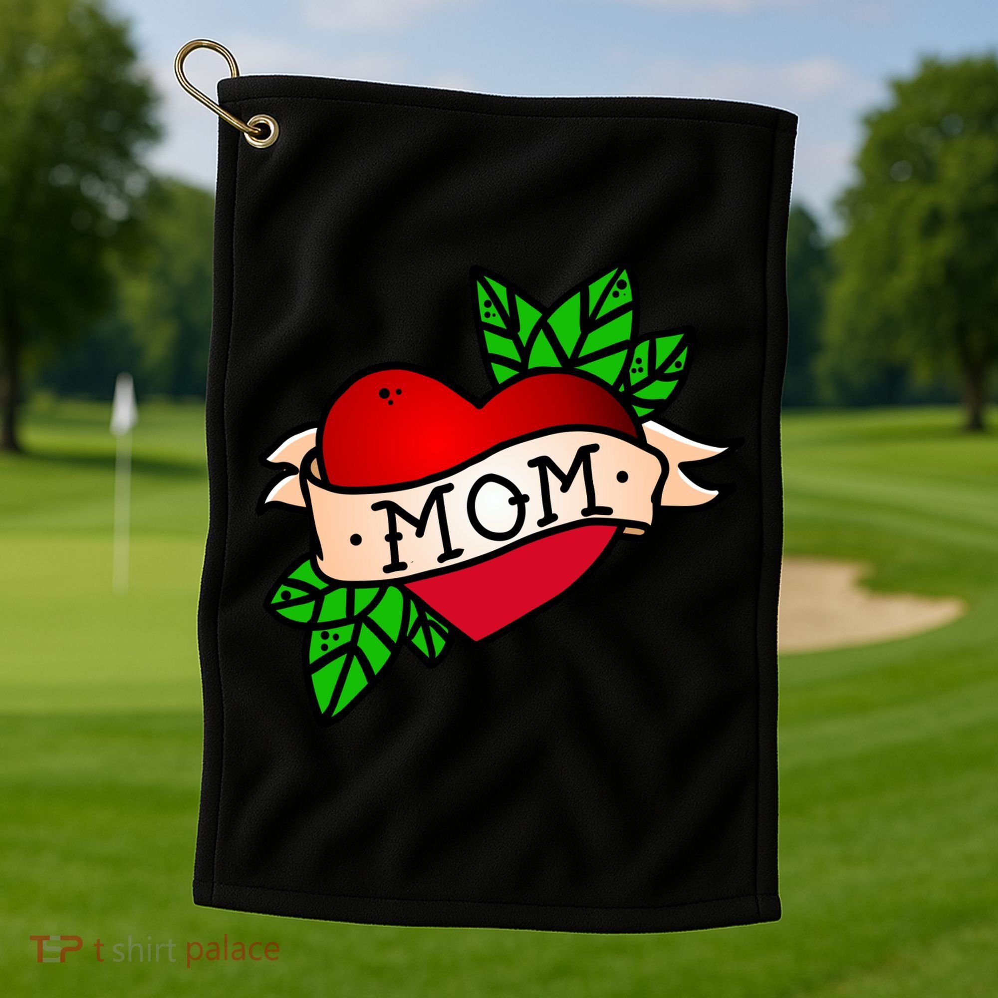 Mom Heart Tattoo Love Golf Towel