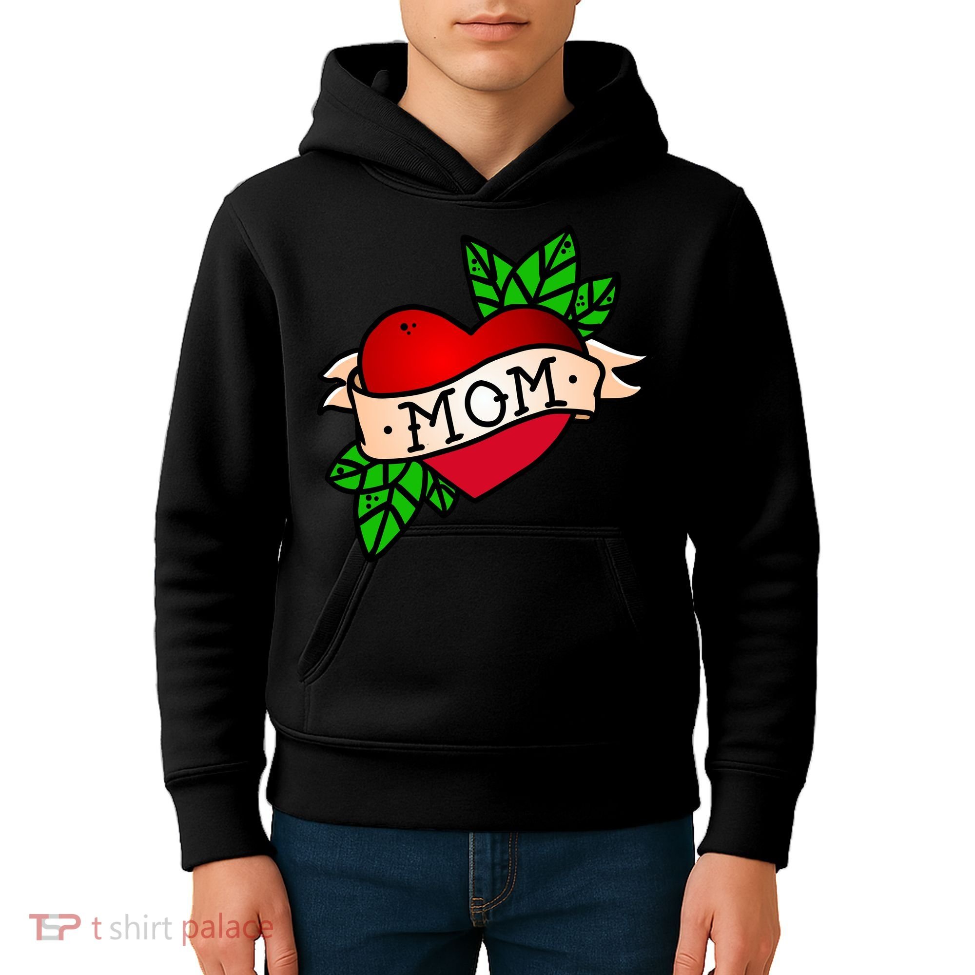 Mom Heart Tattoo Love Kids Hoodie