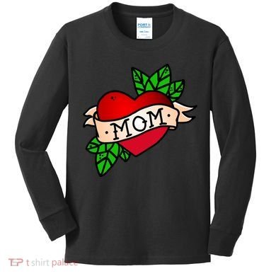 Mom Heart Tattoo Love Kids Long Sleeve Shirt