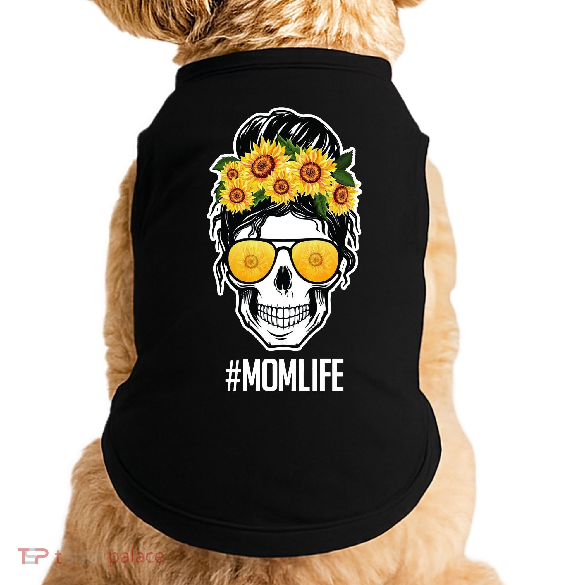 Mom Life Sunflower Skull Doggie Tank