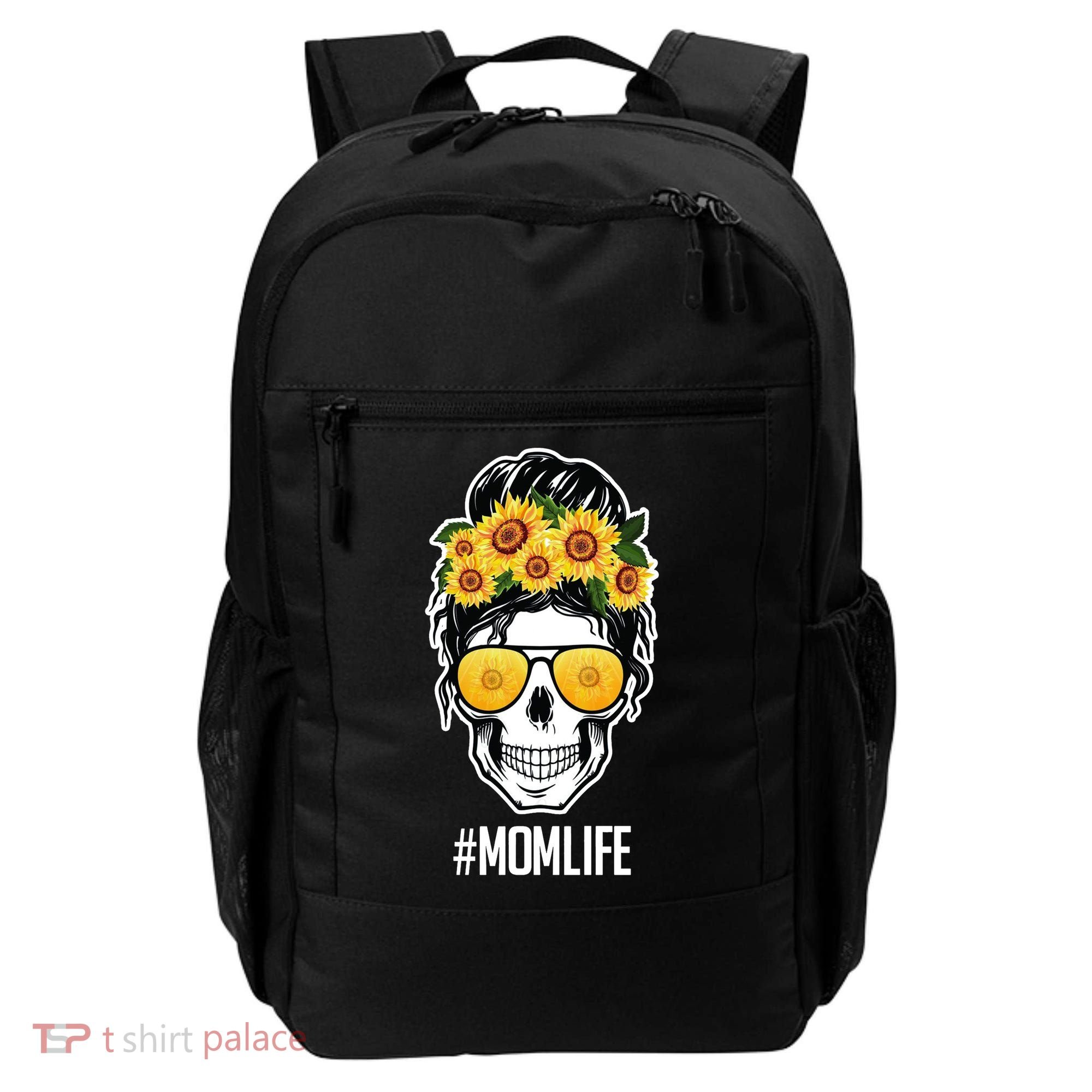 Mom Life Sunflower Skull Backpack