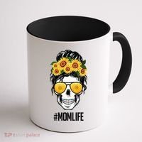 Mom Life Sunflower Skull Coffee Mug thumb 1