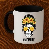 Mom Life Sunflower Skull Coffee Mug thumb 2